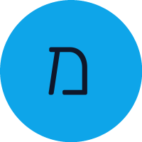 עיגול בתכלת עם האות מ